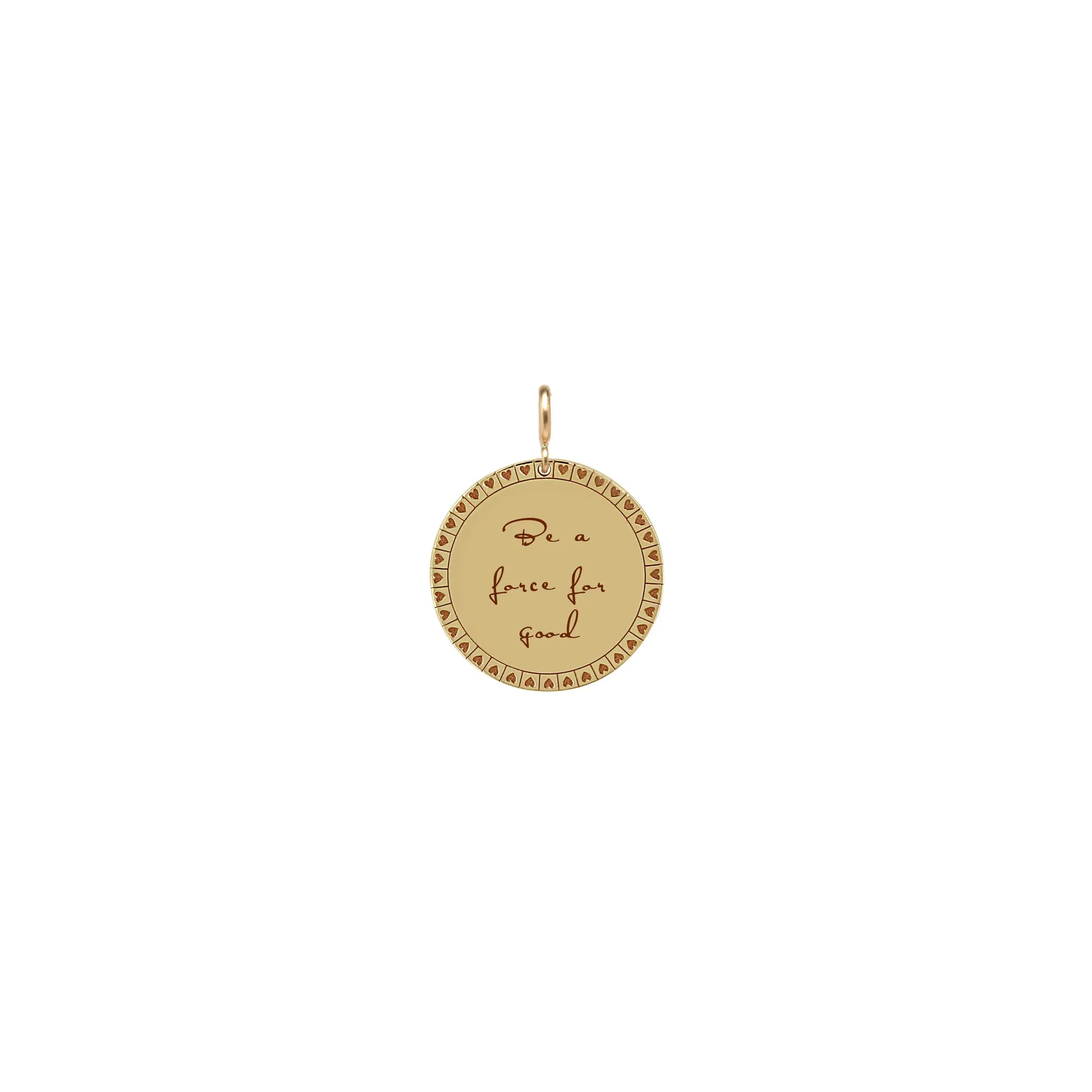 14k Single Medium Mantra Disc Charm Pendant