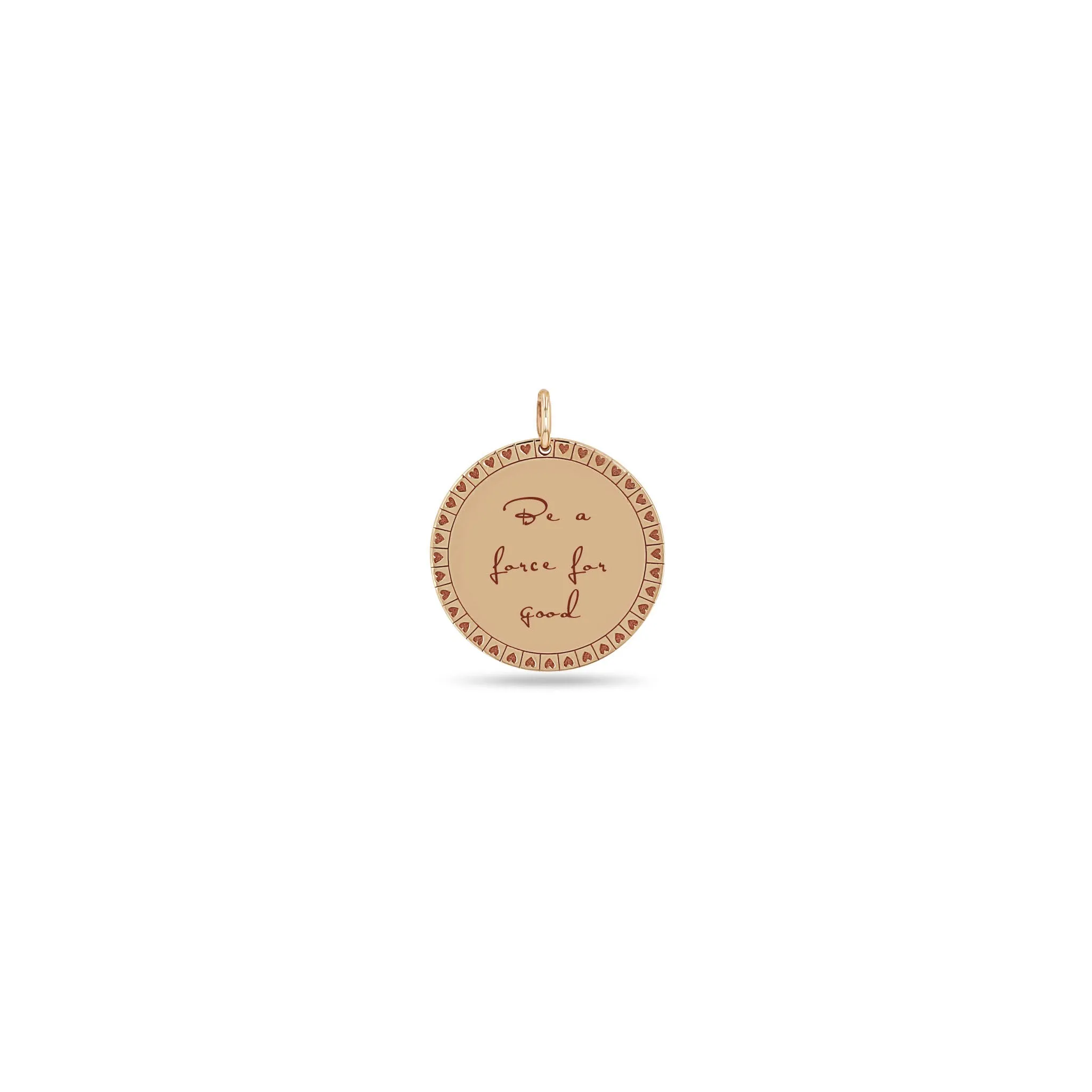 14k Single Medium Mantra Disc Charm Pendant