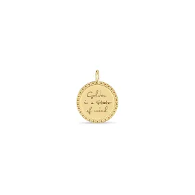 14k Single Medium Mantra Disc Charm Pendant