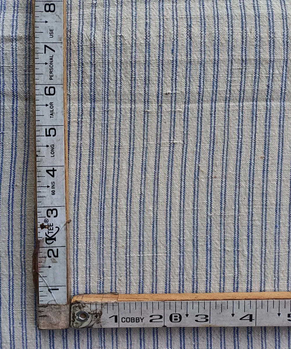 2.5 m White blue handspun handloom cotton stripes kurta material