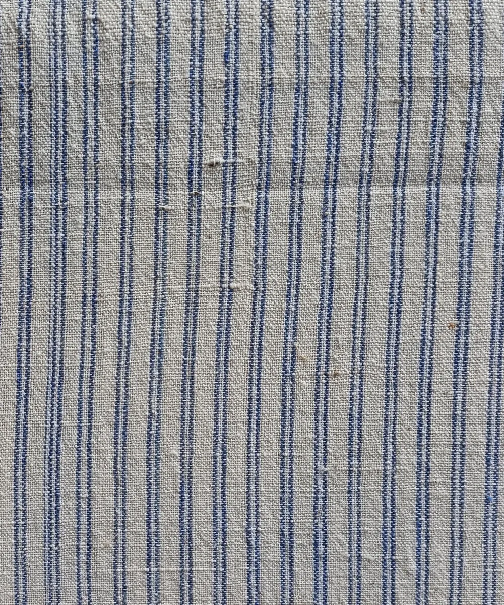 2.5 m White blue handspun handloom cotton stripes kurta material