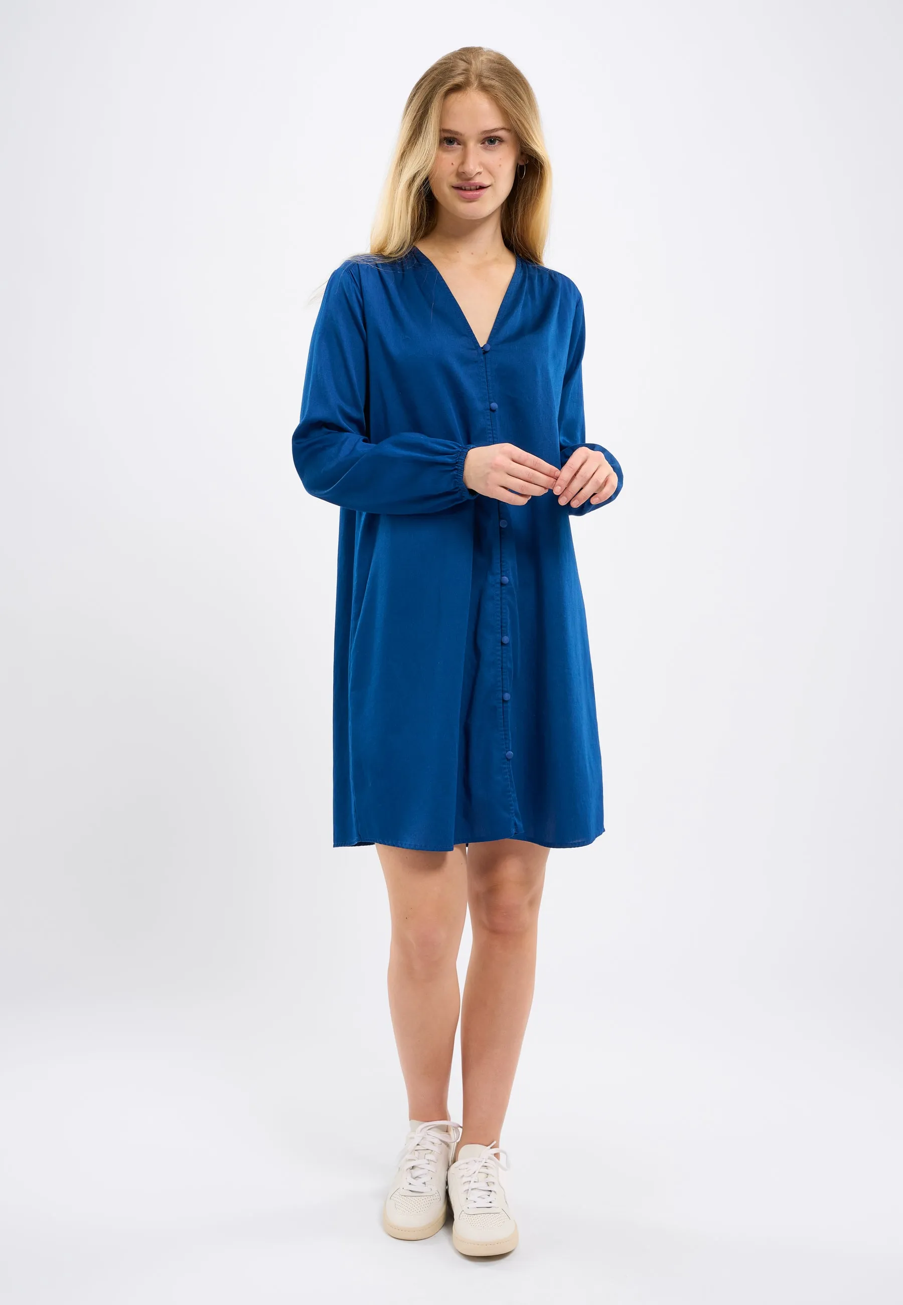 A-shape volume sleeved satin dress - Limoges