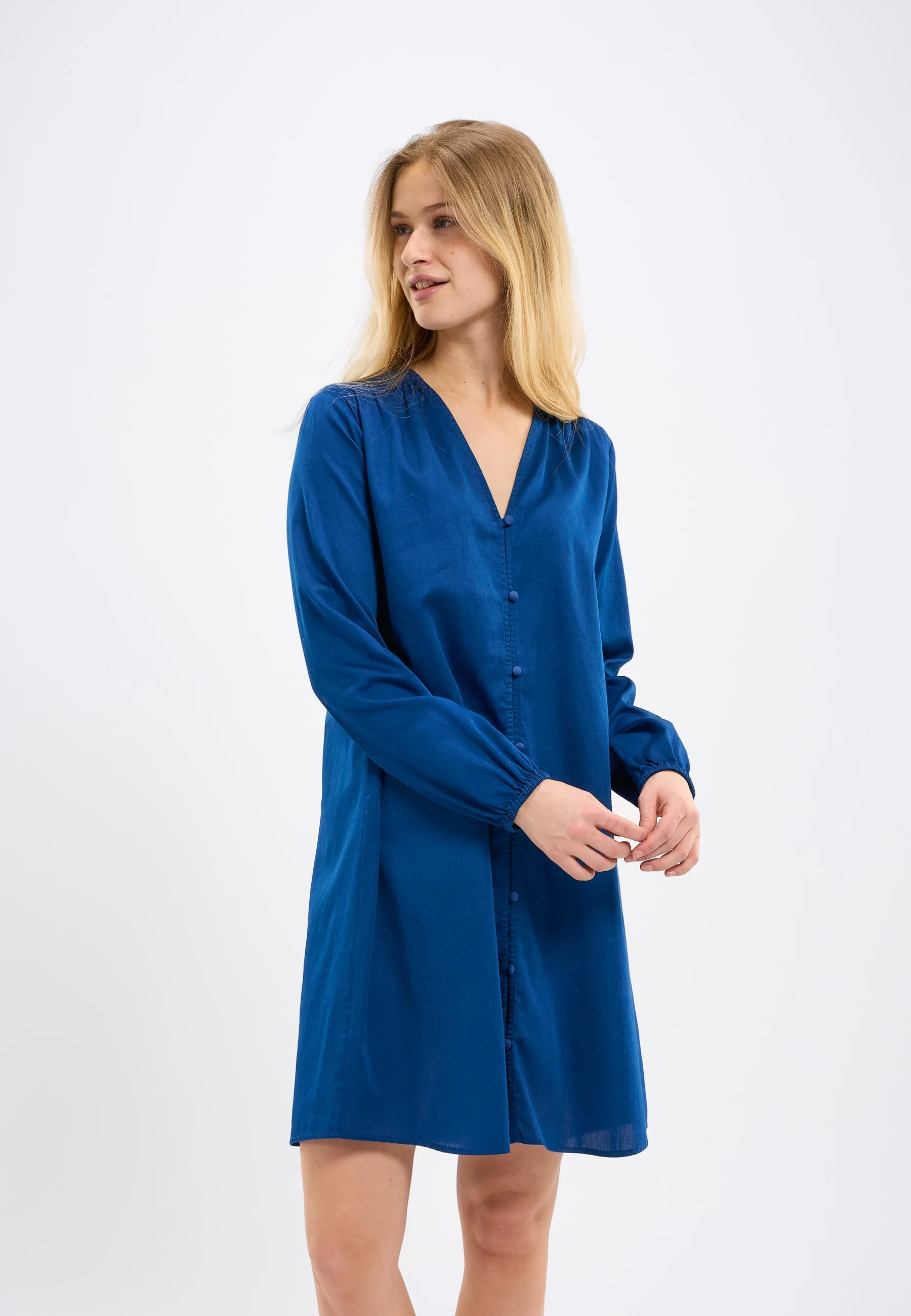 A-shape volume sleeved satin dress - Limoges