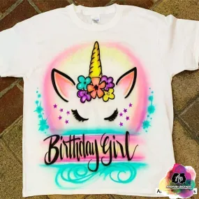 Airbrush Unicorn Birthday Girl Design