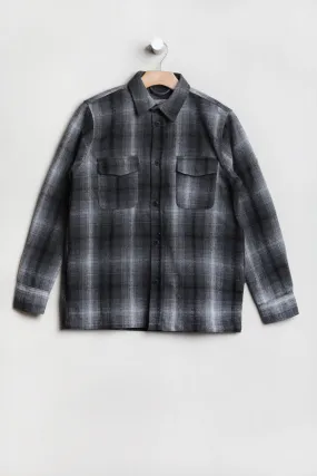 Amnesia Youth Cotton Plaid Button-Up