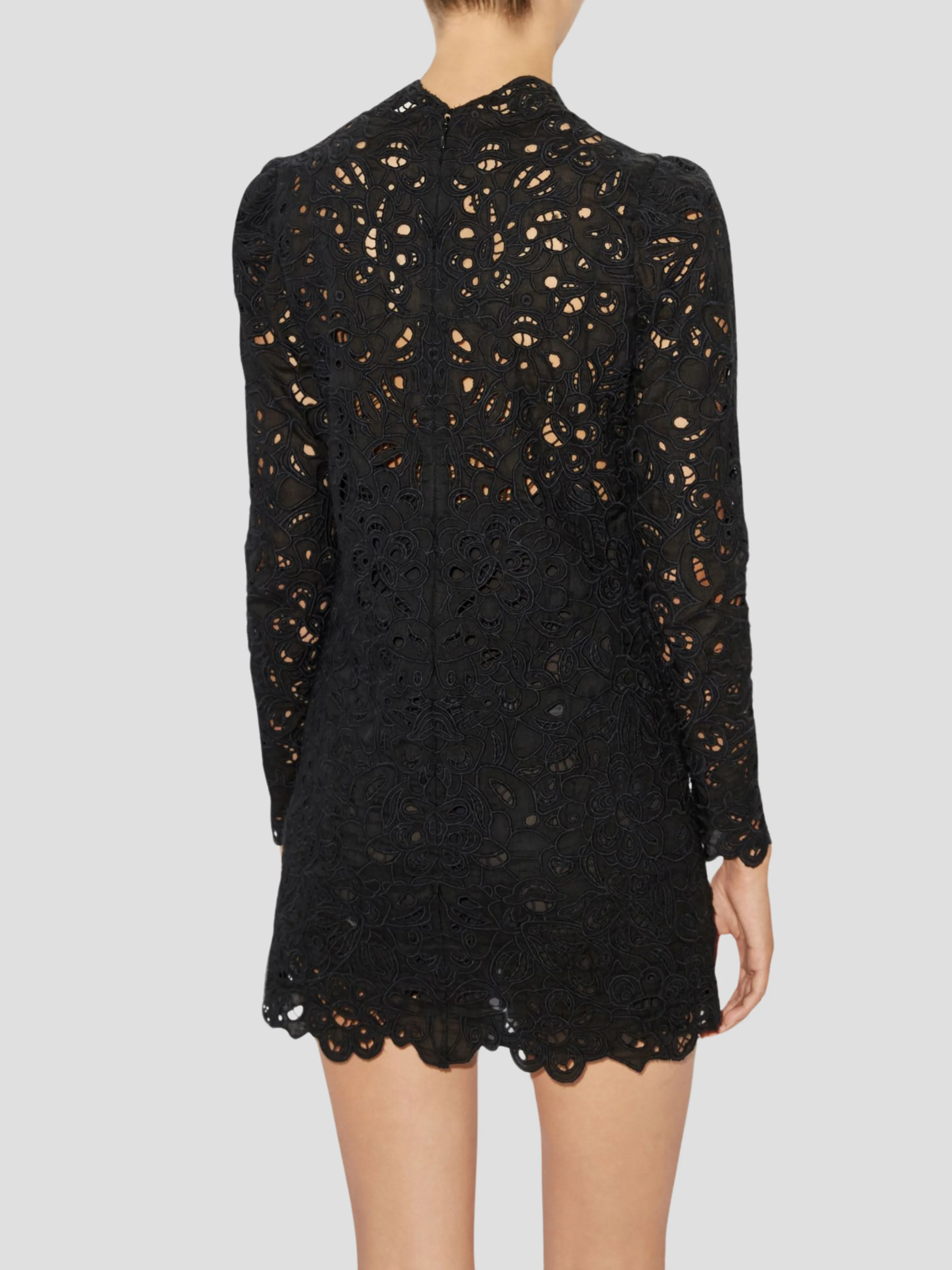 Black Daphne Floral Embroidery Mini Dress