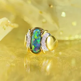 Black Opal, Diamond, 18K Gold & Platinum Ring