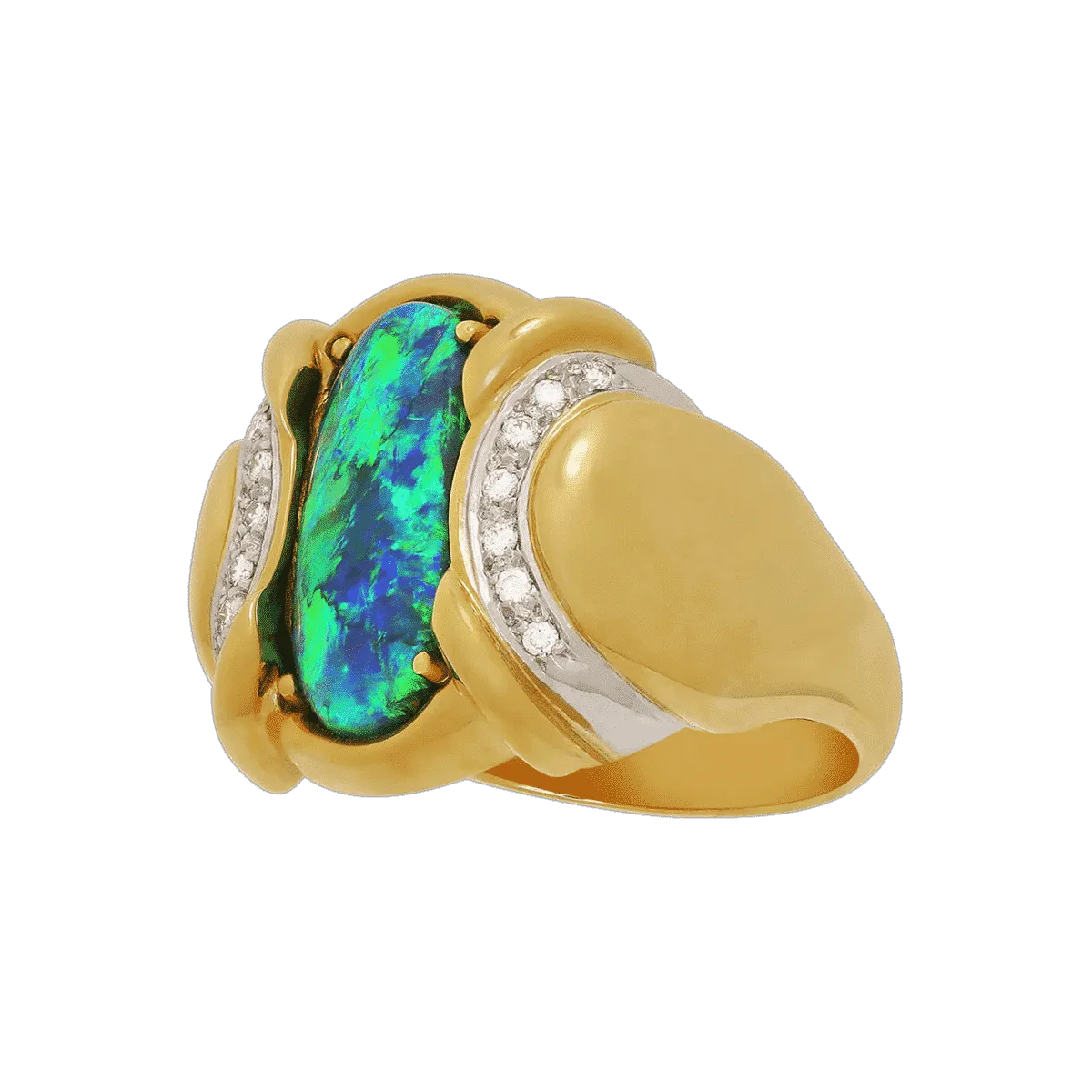 Black Opal, Diamond, 18K Gold & Platinum Ring