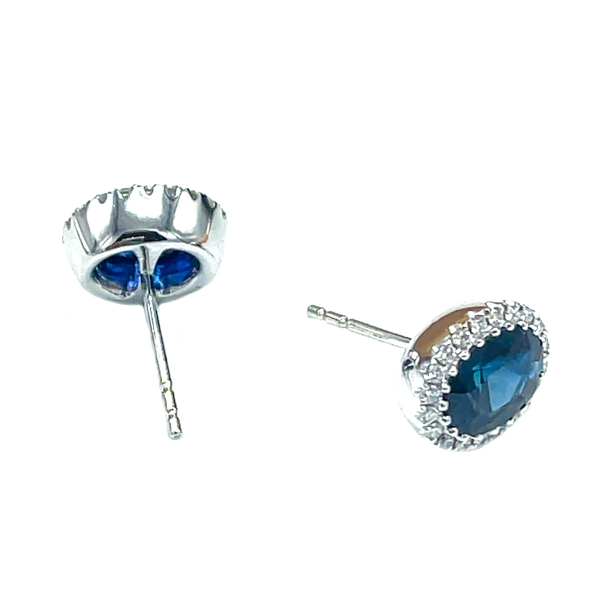 Blue Sapphire Earrings with Diamonds set in 18k Gold