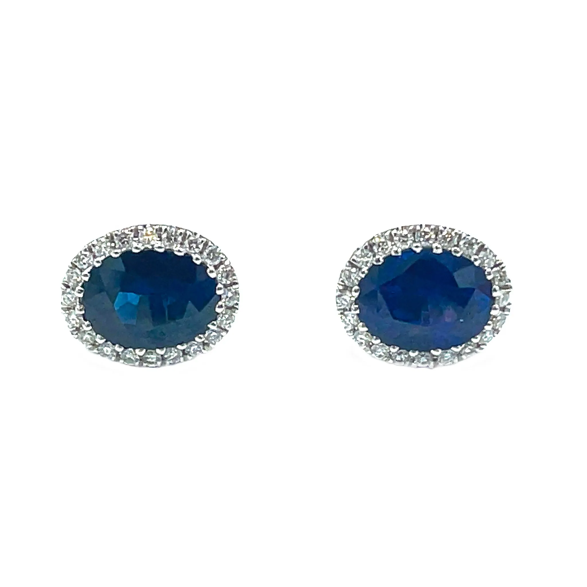 Blue Sapphire Earrings with Diamonds set in 18k Gold