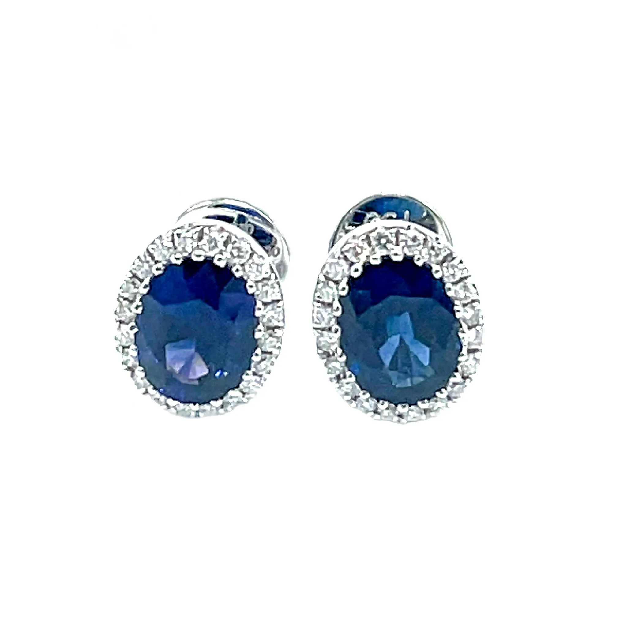 Blue Sapphire Earrings with Diamonds set in 18k Gold