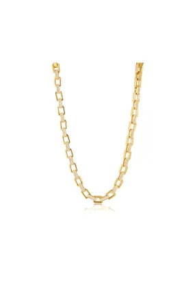 Boxy Pave Chain Necklace-Gold