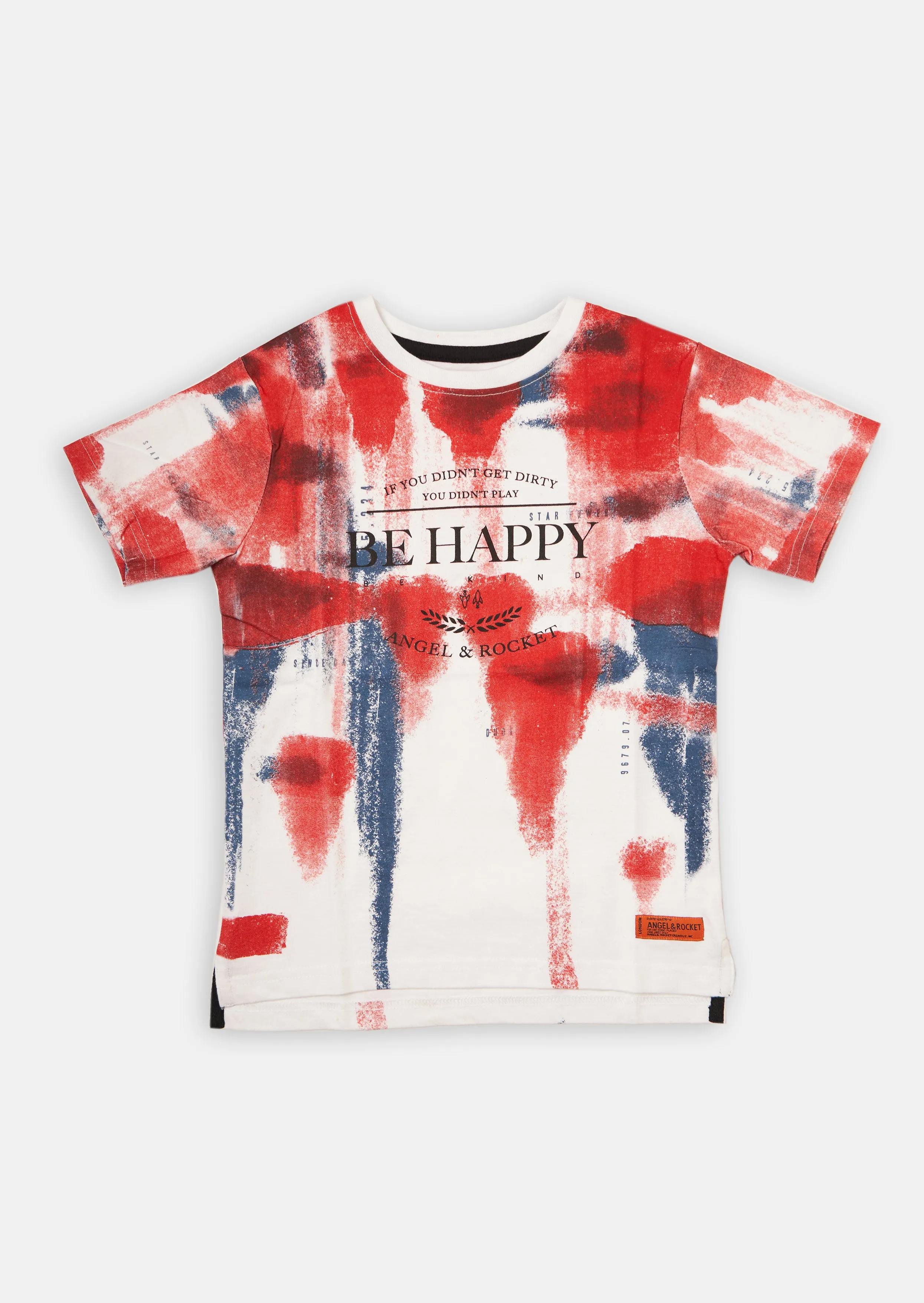 Boys Paint Splat Printed Cotton T-Shirt