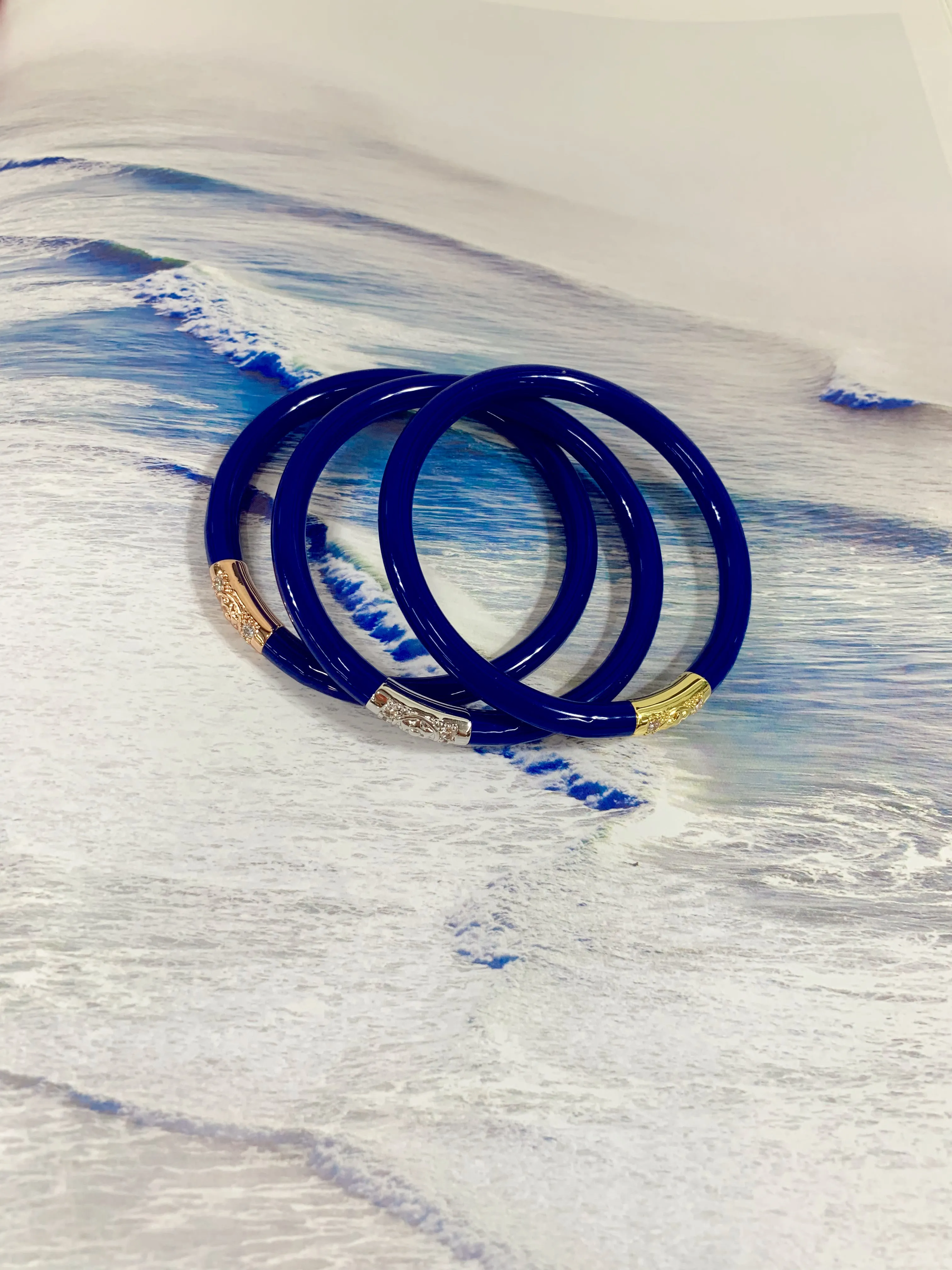 BUDHAGIRL Three Kings All Weather Bangles in Lapis