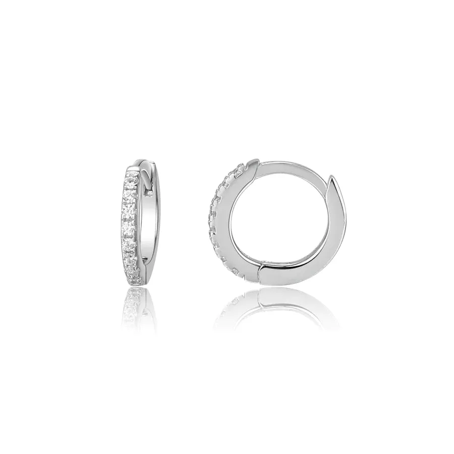 Cherished Moments Sterling Silver Huggie Hoop Kids Earrings with CZs (10mm)