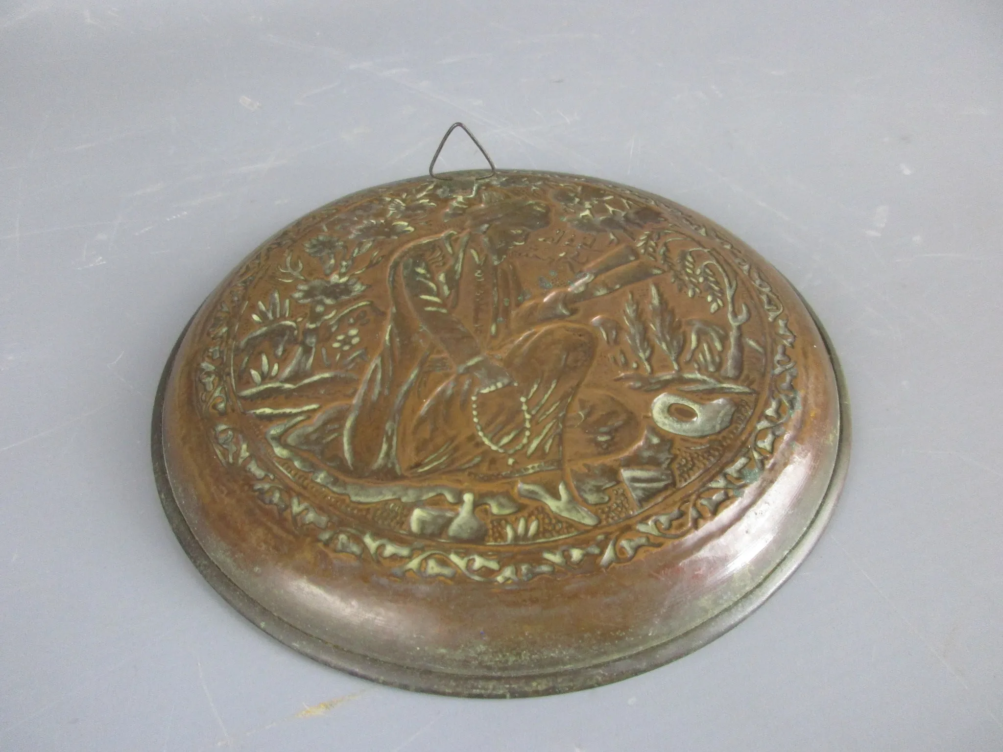 Copper Embossed Shaman Plaque Antique Arts & Crafts c1880