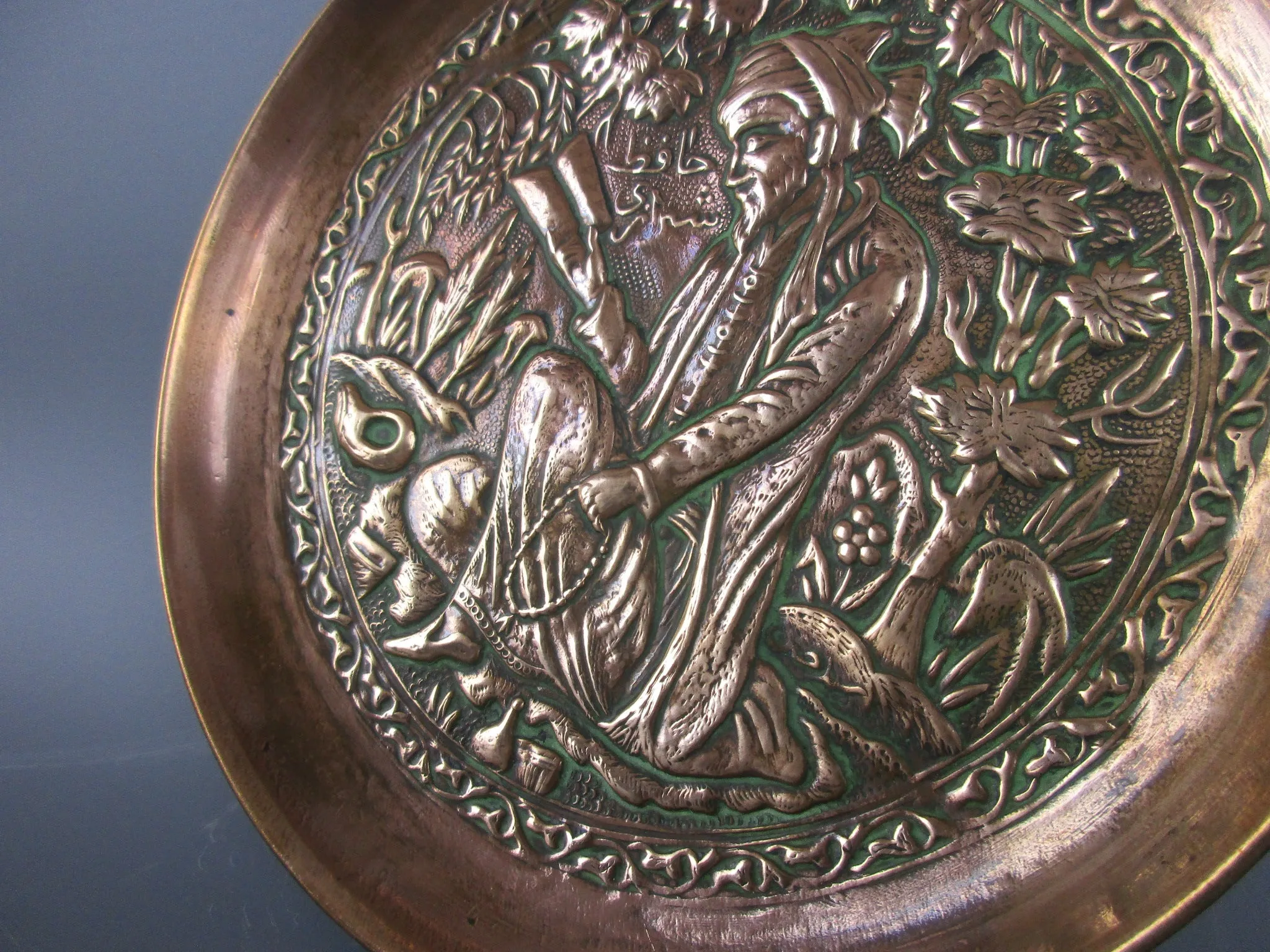 Copper Embossed Shaman Plaque Antique Arts & Crafts c1880