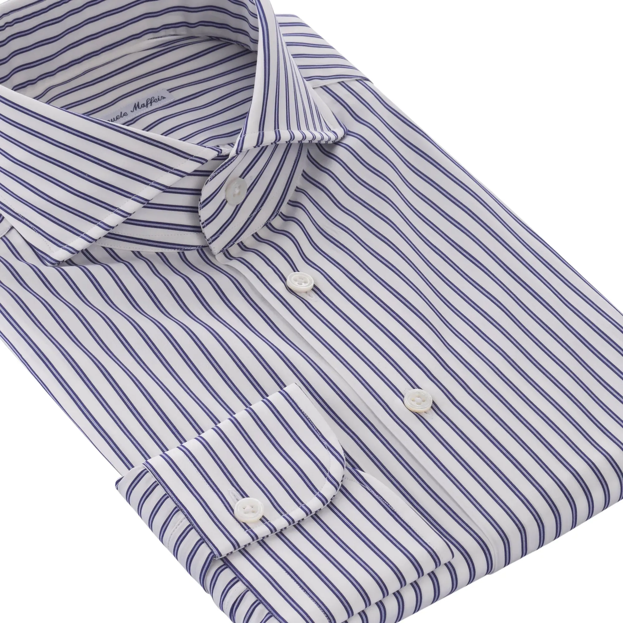 Cotton White Shirt with Blue Stripes