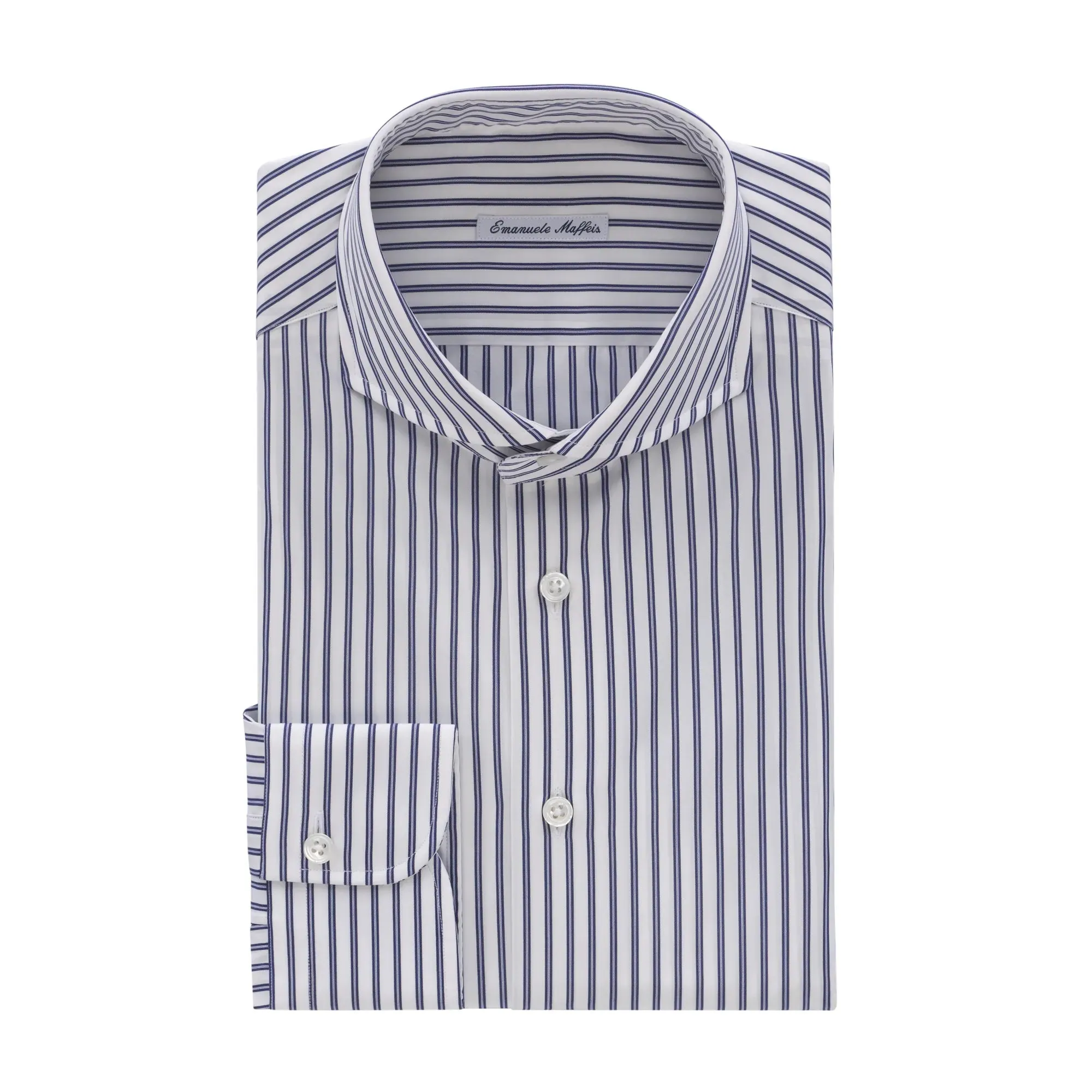 Cotton White Shirt with Blue Stripes