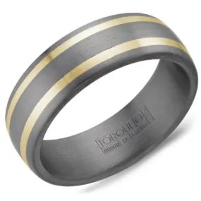 Crown Ring Torque Grey Tantalum & Yellow Gold 7mm Wedding Band