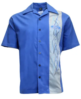 'David Carey' Men's Ford Flames Club Button Down - Blue / White