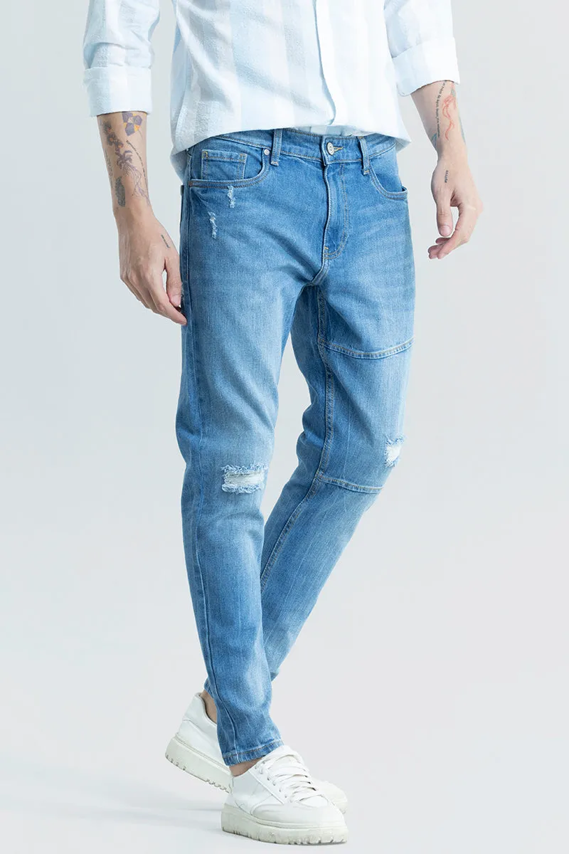 Elite Edge Cadet Blue Distressed Skinny Fit Jeans