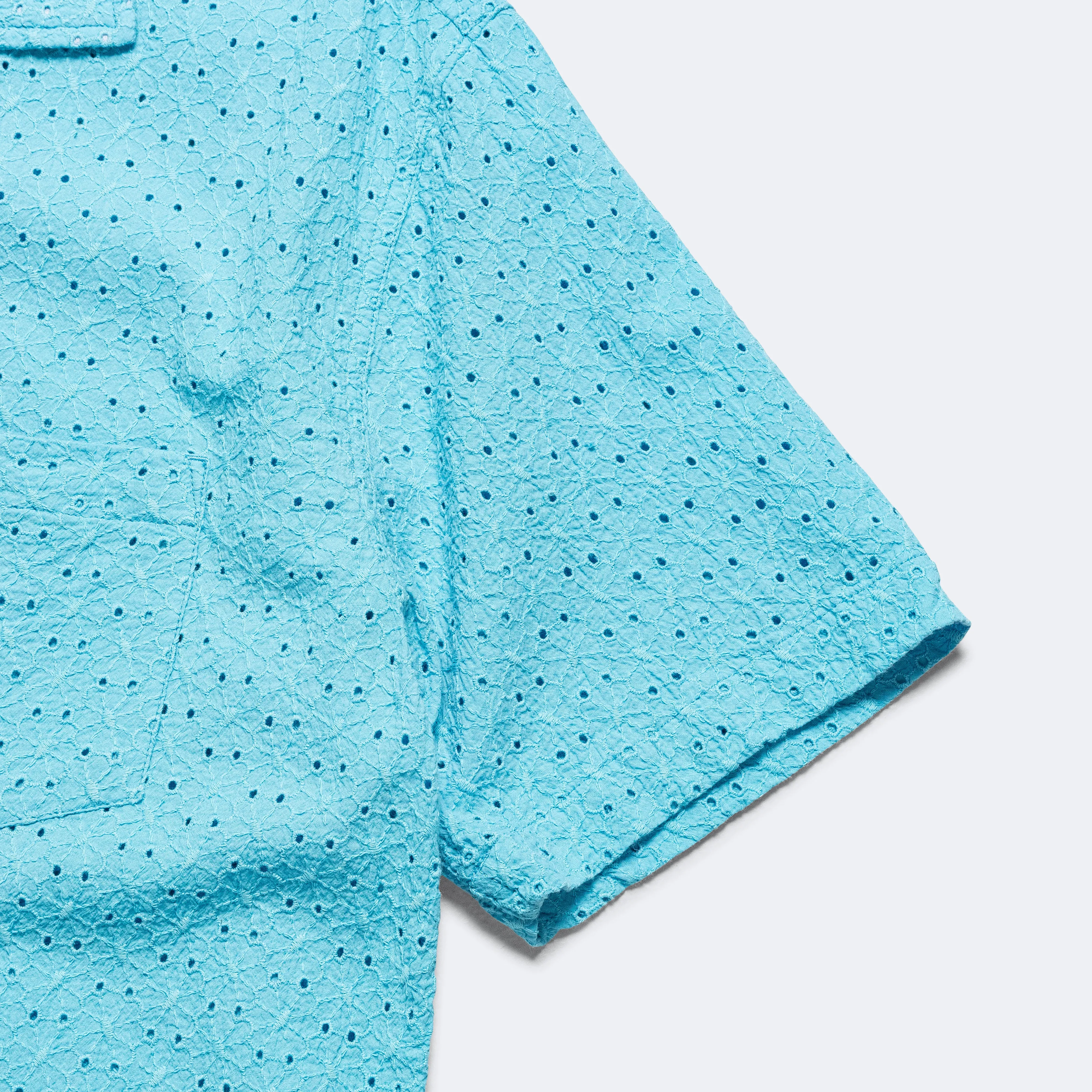 Floral Eyelet SS Camp - Indigo