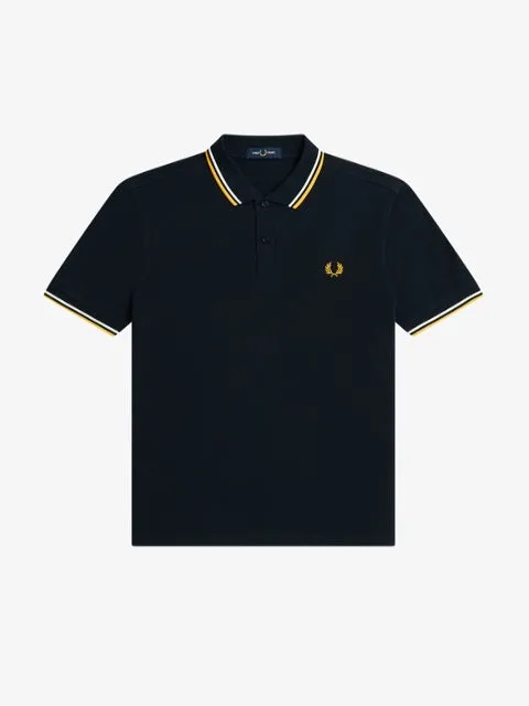 Fred Perry Twin Tipped Shirt/Navy/Ecru/Gold - New SS23