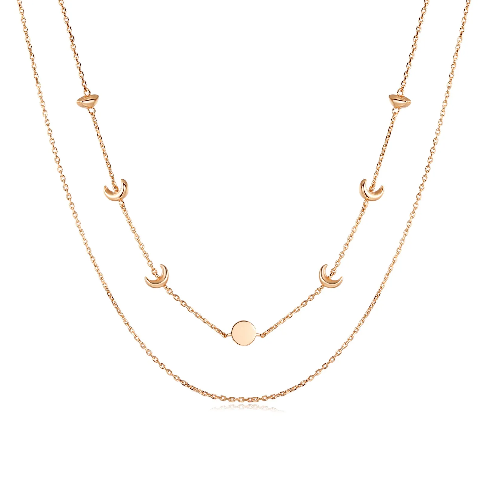 Gold Moon Phases Layered Necklace Chain