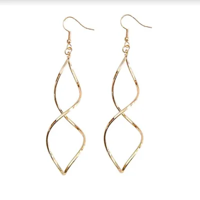 Gold Spiral Design Drop Earring For Women