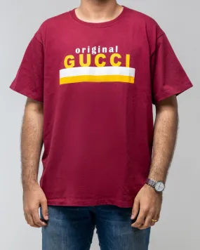 GUCCI BURGUNDY ORIGINAL COTTON T-SHIRT