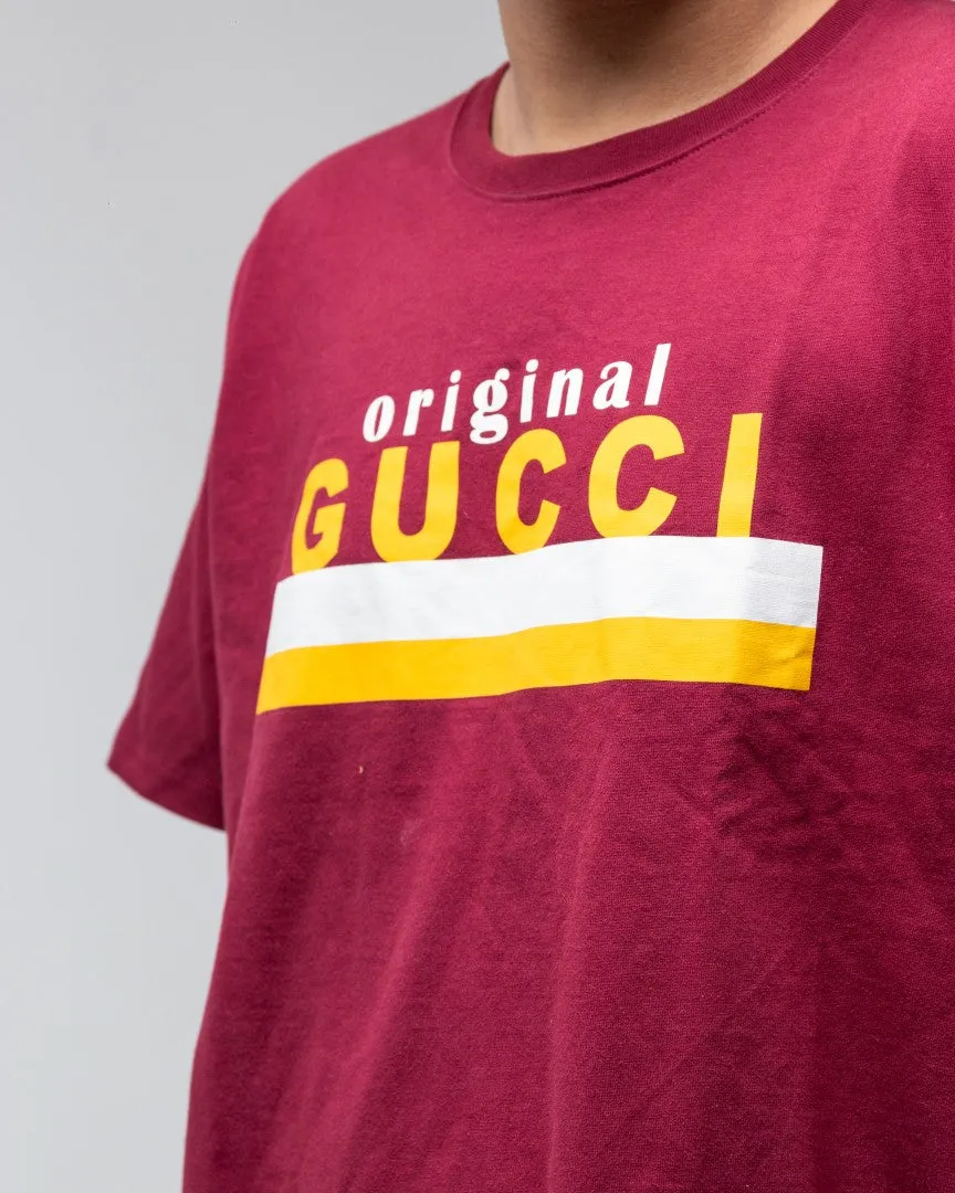 GUCCI BURGUNDY ORIGINAL COTTON T-SHIRT