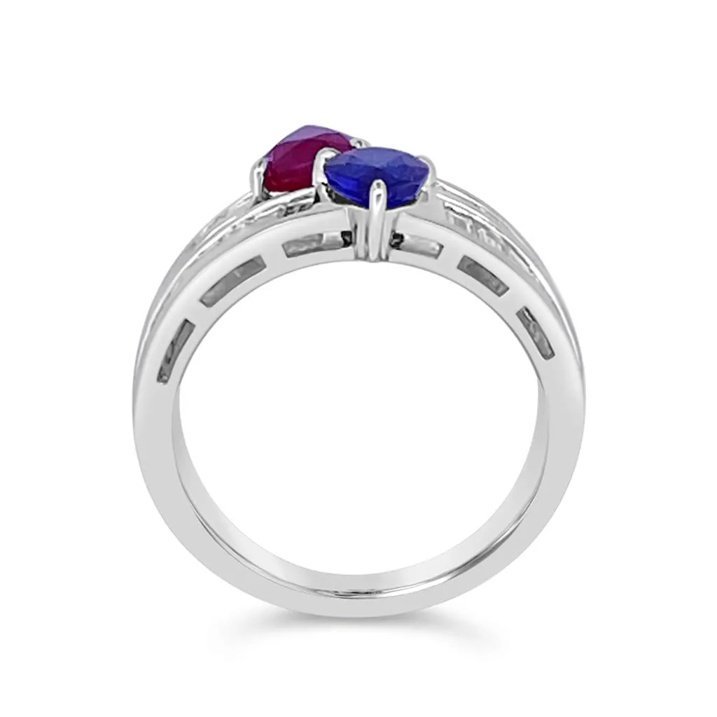 Irisa by Martin Binder Unique Pear Ruby & Sapphire Diamond Ring