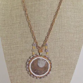 Jala Beaded Ammonite Gemstone Pendant Necklace