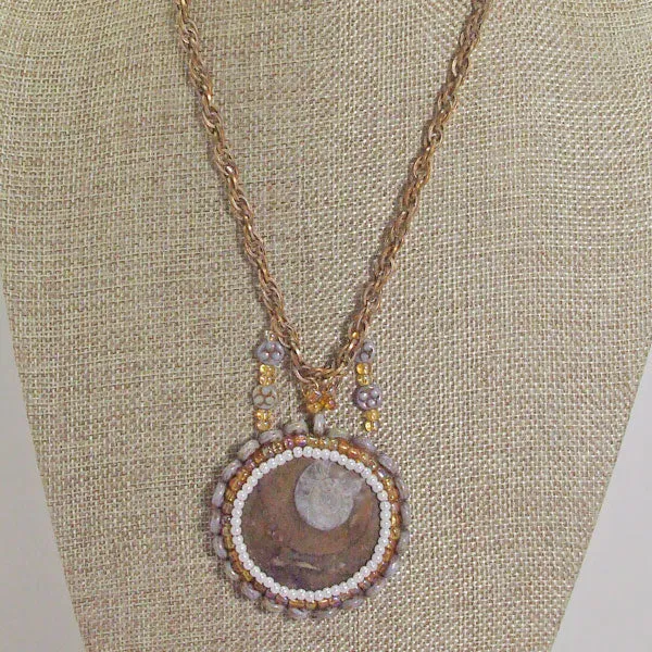 Jala Beaded Ammonite Gemstone Pendant Necklace