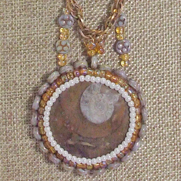 Jala Beaded Ammonite Gemstone Pendant Necklace