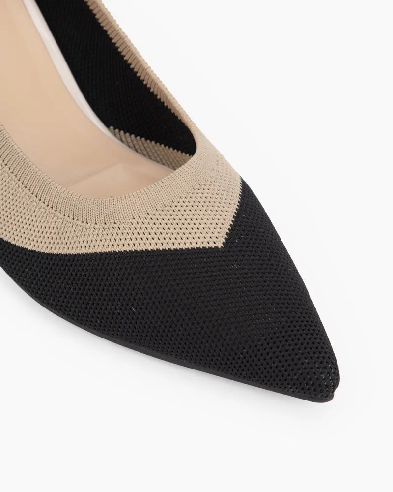 Knit Slip On Comfortable Kitten Heel Pumps