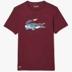 LACOSTE Cotton Jersey Sport T-shirt - Burgundy