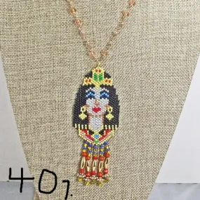 Mackenzie Egyptian Beaded Pendant Necklace