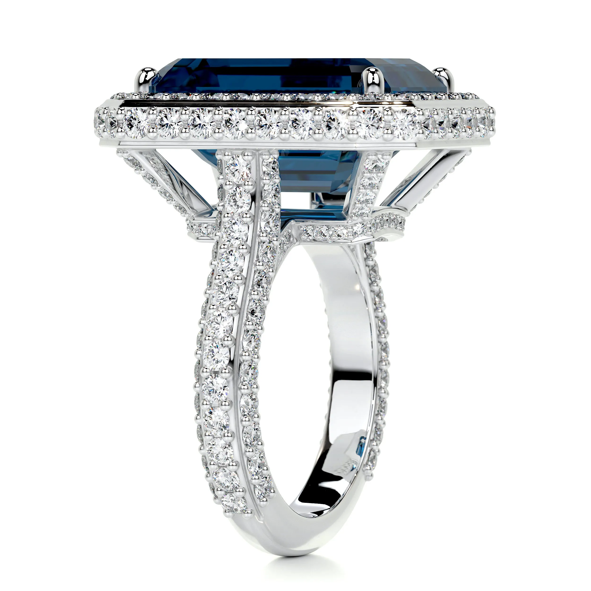 Mackenzie Gemstone & Diamonds Ring   (12 Carat) -18K White Gold