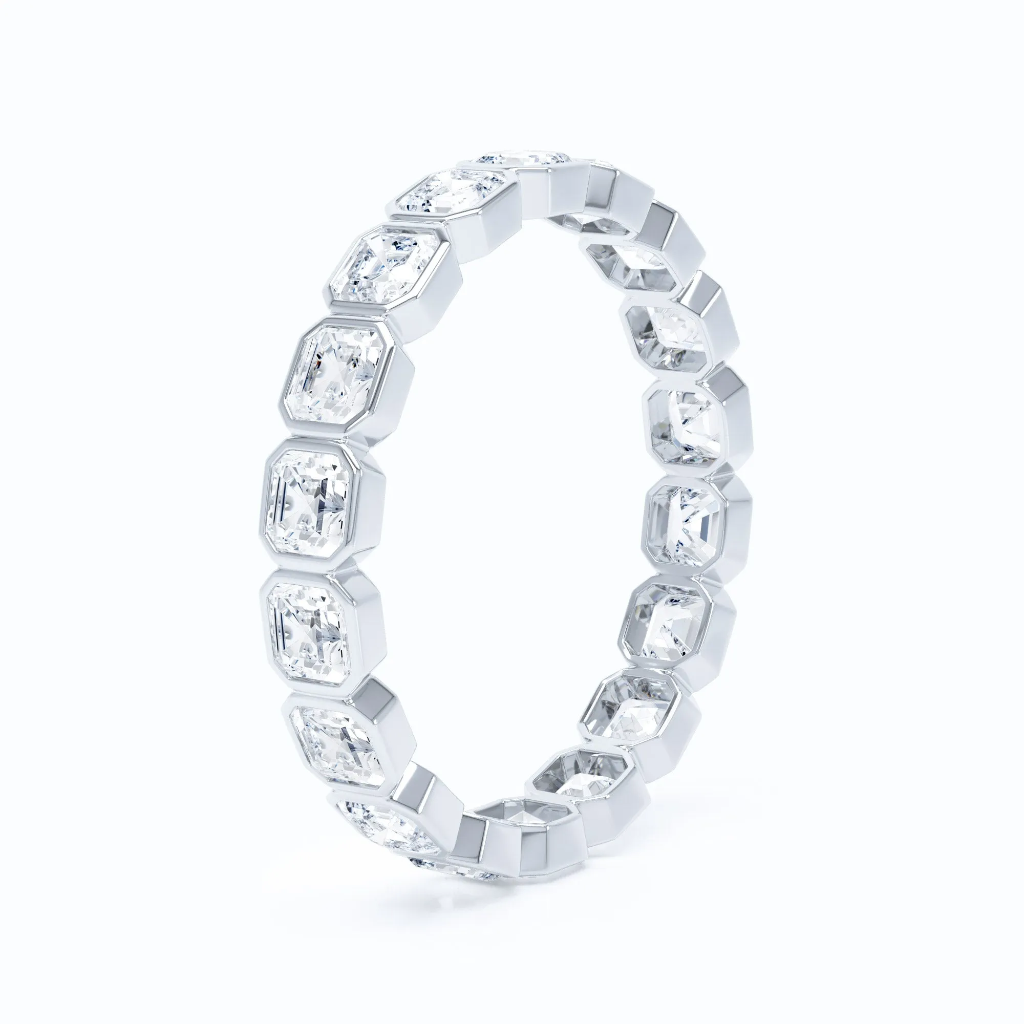 Mini Asscher Bezel Wedding Band