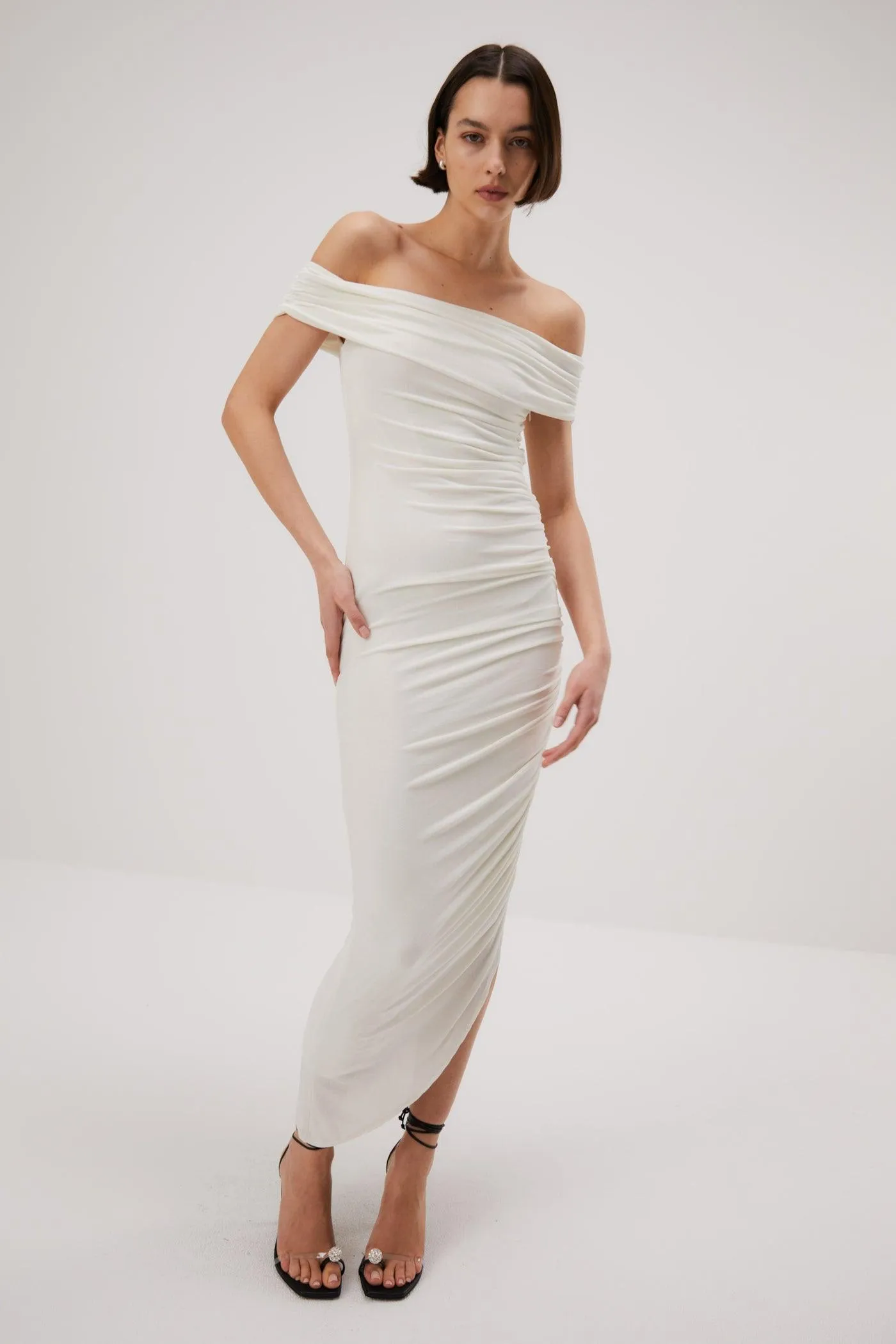 Misha Keoni Slinky Jersey Midi Dress - Ivory