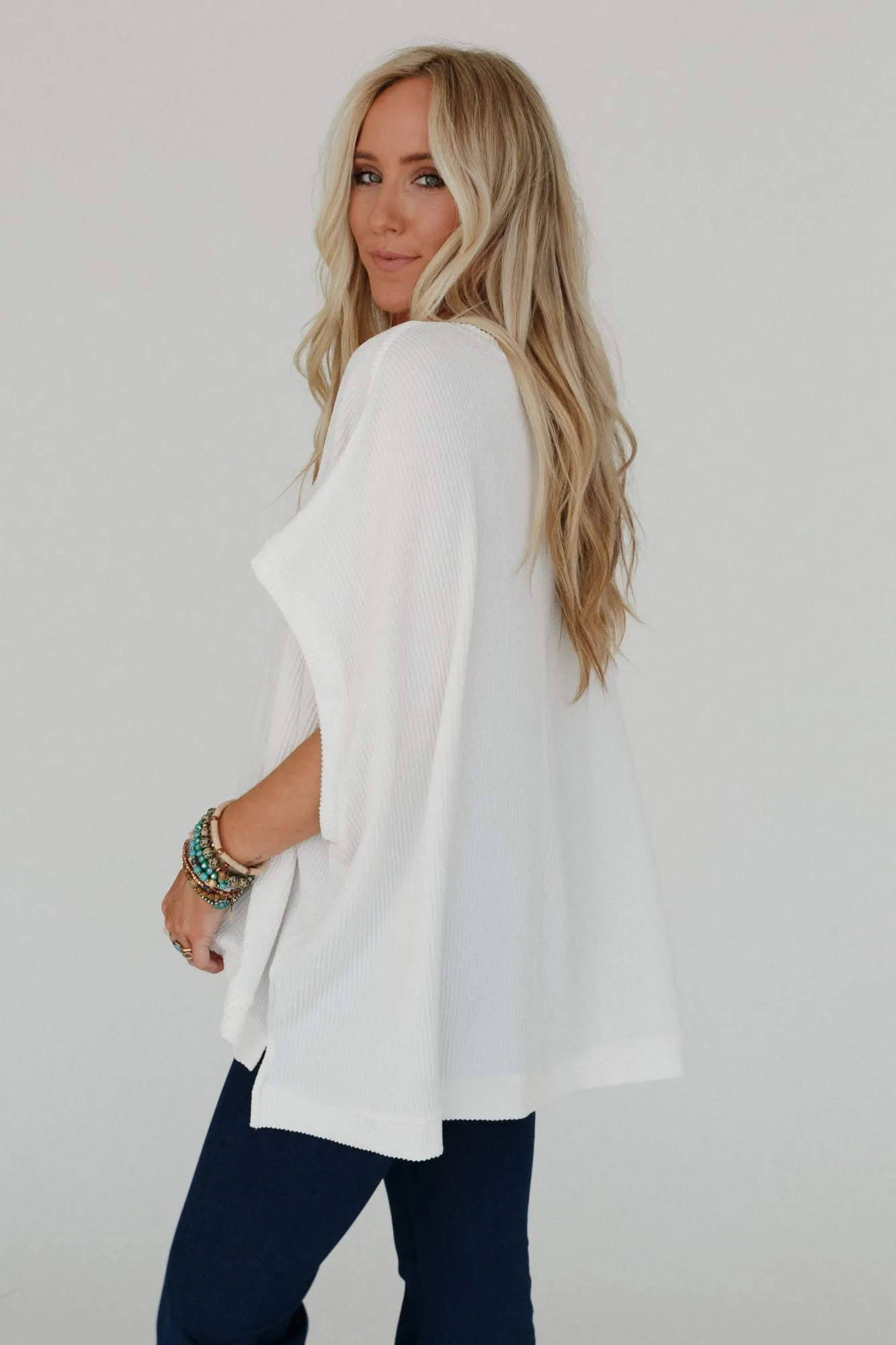 Moon Glow Texture Knit Top - Off White