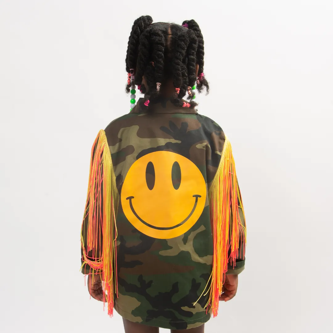 Neon Fringe Camouflage Jacket -  Don’t Worry Be Happy