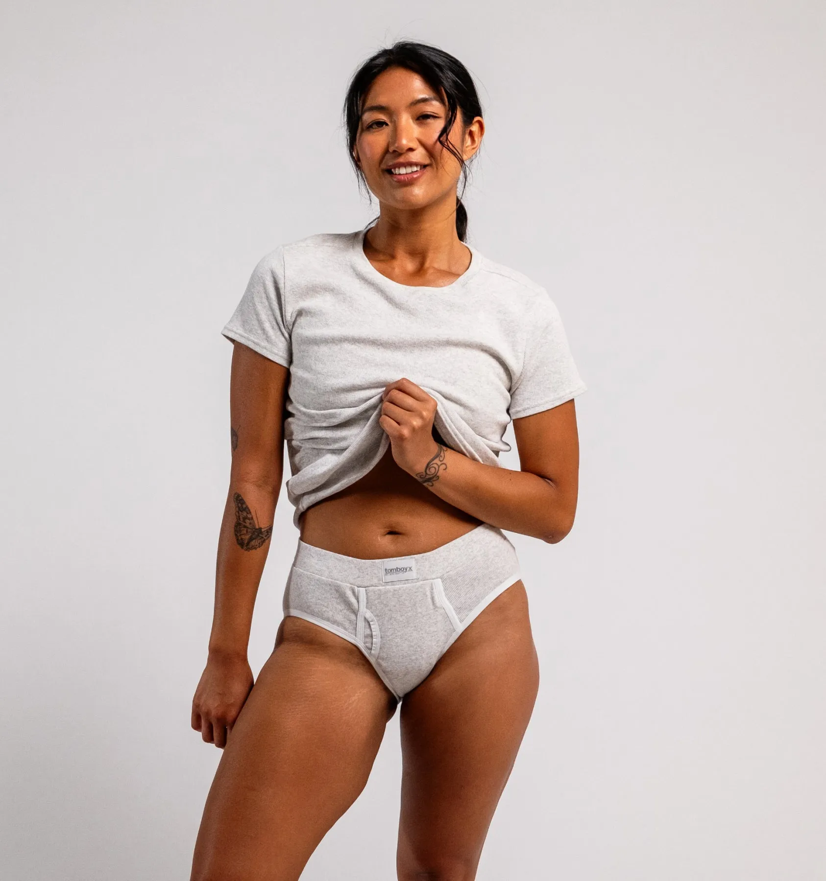 Organic Cotton Rib Iconic Brief - Cloud Gray