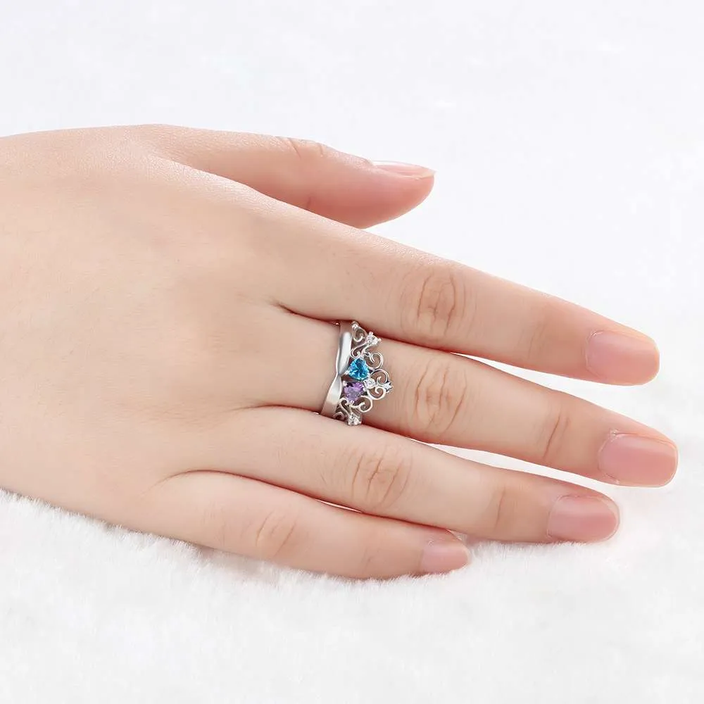 Personalized Crown Shape Engraving Ring For Women