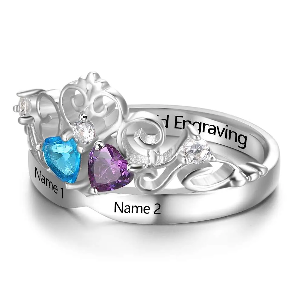 Personalized Crown Shape Engraving Ring For Women