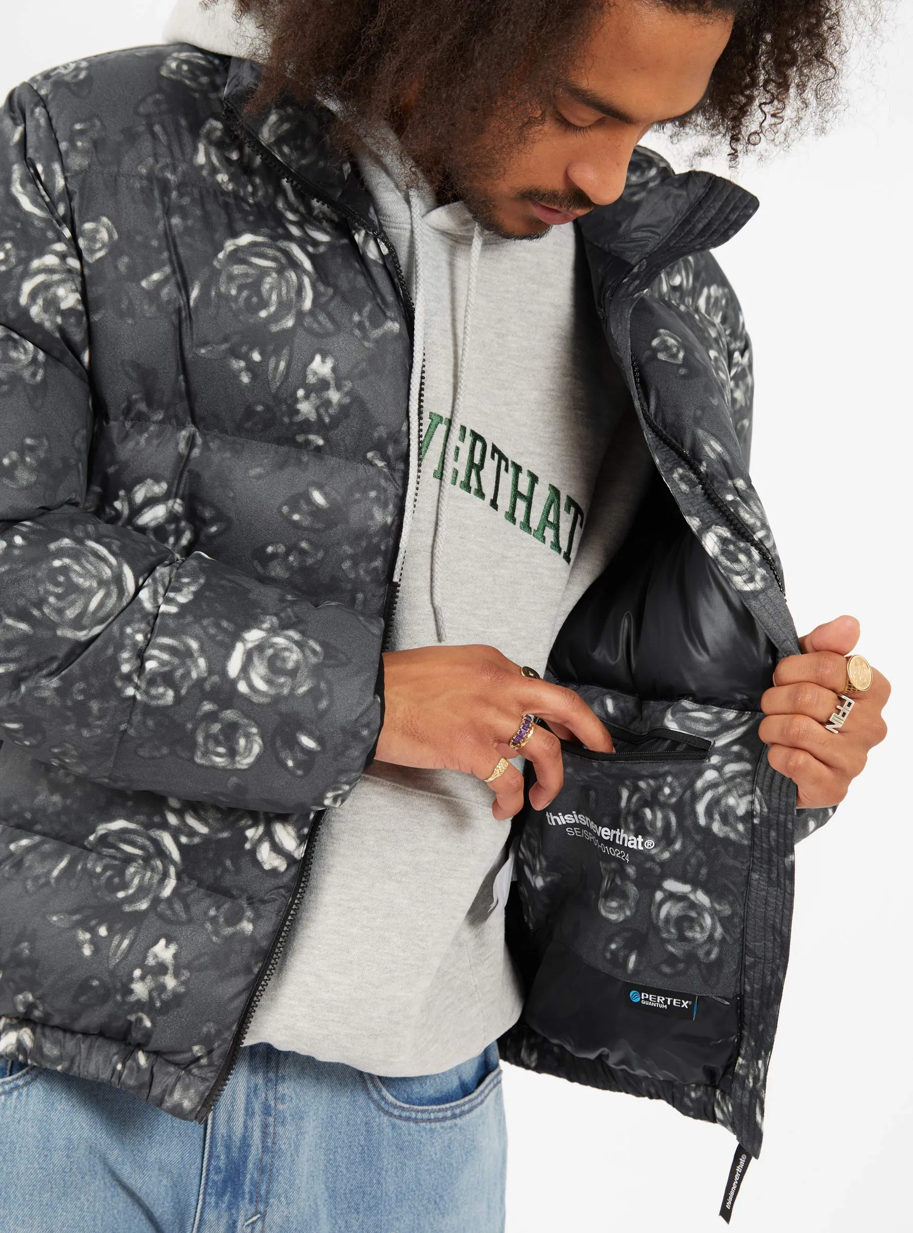 PERTEX T Down Jacket Black Floral