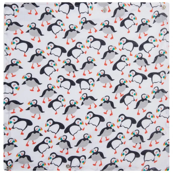 Piccalilly Puffin Reversible Muslin Bib & Burp Cloth