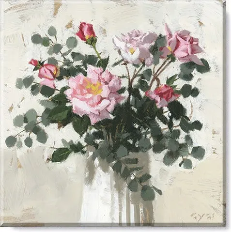 Pink Rose Bouquet Canvas Art